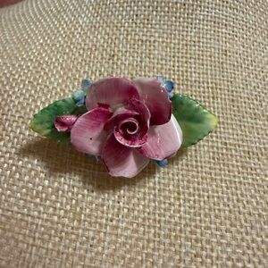 Elegant Pink Rose Bone China Artone Brooch